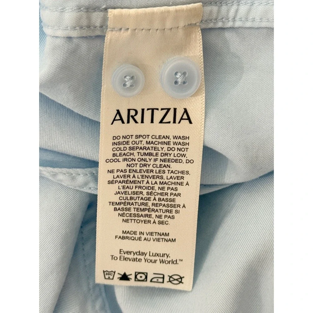 Babaton Aritzia Light Blue Lyocell Button Down Shirt Oversized 2XS